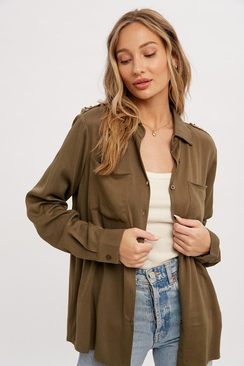 STUDDED BUTTON UP SHIRT